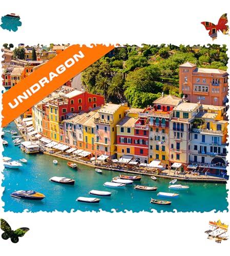 UNIDRAGON Original Holzpuzzle — Italienische Riviera, 500 Teile, King Größe 16.9 x 11.8 Zoll (43 x 30 cm) Schöne Geschenkverpackung, Einzigartige Form Erwachsene und von UNIDRAGON