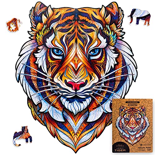 UNIDRAGON Original Holzpuzzle — Lieblicher Tiger, 700 Teile, Royal Größe 17.7 x 22 Zoll (45 x 56 cm) Schöne Geschenkverpackung, Einzigartige Form Erwachsene und von UNIDRAGON