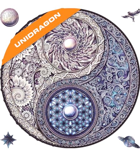 UNIDRAGON Original Holzpuzzle — Mandala Overarching Opposites, 200 Teile, Mittel 9.8 x 9.8 Zoll (25 x 25 cm) Schöne Geschenkverpackung, Einzigartige Form Erwachsene und von UNIDRAGON