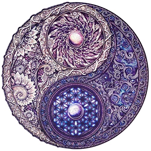 UNIDRAGON Original Holzpuzzle — Mandala Overarching Opposites, 700 Teile, Royal Größe 17.7x17.7 Zoll (45x45 cm) Schöne Geschenkverpackung, Einzigartige Form Erwachsene und von UNIDRAGON