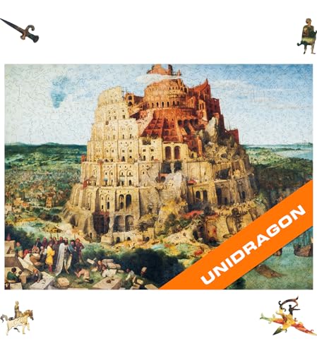 UNIDRAGON Original Holzpuzzle - Pieter Bruegel The Elder - The Tower of Babel, 1000 Teile, 17.1" х23.4, schöne Geschenkverpackung, Einzigartige Form Erwachsene und Kinder von UNIDRAGON