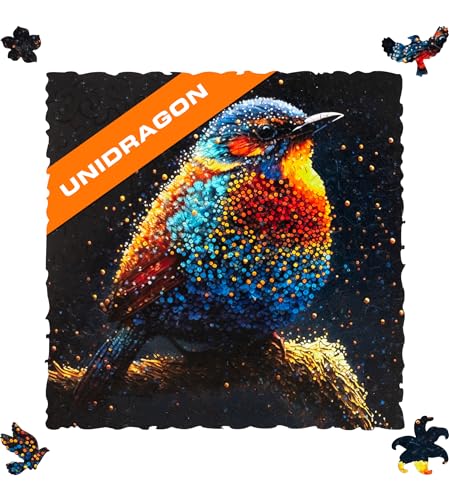 UNIDRAGON Original Holzpuzzle – Pop Art Birdy, 100 Teile, 14 x 14 cm, schöne Geschenkverpackung, einzigartige Form, Erwachsene und Kinder von UNIDRAGON