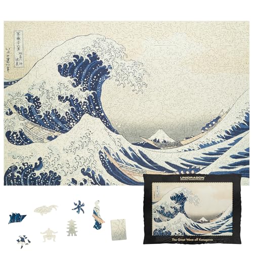 UNIDRAGON Original Holzpuzzle - The Great Wave Off Kanagawa, 1000 Teile, 23.2"x15.3" (59 x 39 cm), schöne Geschenkverpackung, Einzigartige Form Erwachsene und Kinder von UNIDRAGON