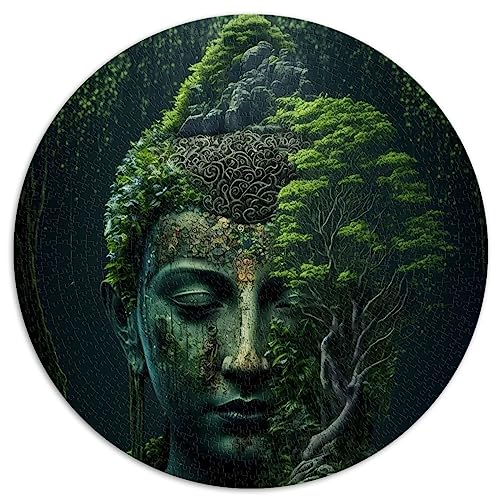 Buddha in der Natur Puzzles Puzzle 1000 Teile rundes Puzzle für Erwachsene und Kinder ab 12 Jahren (67,5 x 67,5) 1000 Teile von UNIKEI