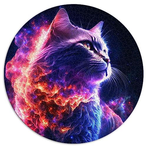 Galaxy Cat Puzzles für Kinder für Erwachsene, 1000 Teile, runde Puzzles, Familiendekoration (67,5 x 67,5), 1000 Teile von UNIKEI