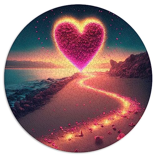 Puzzle „Herz am Strand“, 1000 Teile, runde Puzzles zum Stressabbau (67,5 x 67,5), 1000 Teile von UNIKEI