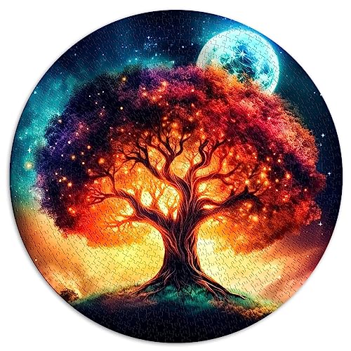 Puzzle Baum des Lebens, kosmisch, für Erwachsene, 1000 Teile, rund, für Kinder ab 12 Jahren (67,5 x 67,5 cm) von Guoml