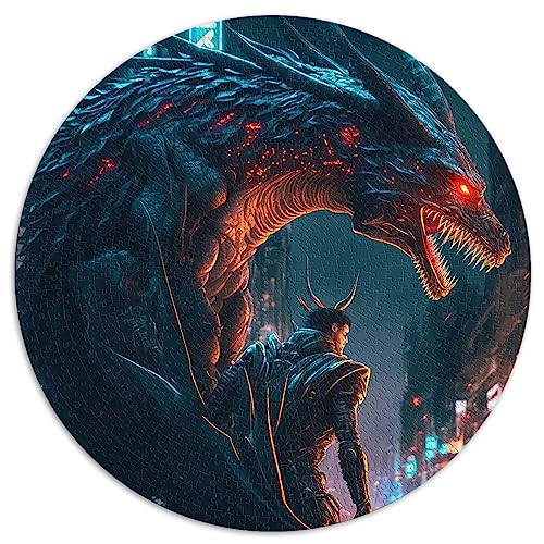 Puzzles Drachen 1000 Teile Puzzle für Erwachsene runde Puzzles Entspannungspuzzlespiele (67,5 x 67,5) 1000 Teile von UNIKEI