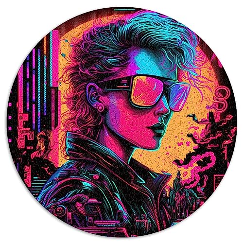 Puzzles für Erwachsene, Puzzle, Neon-Roboter, Erwachsenen-Puzzle, 1000 Teile, rundes Puzzle, herausfordernd zu vervollständigen, Aber lustig und humorvoll (67,5 x 67,5), 1000 Teile von UNIKEI