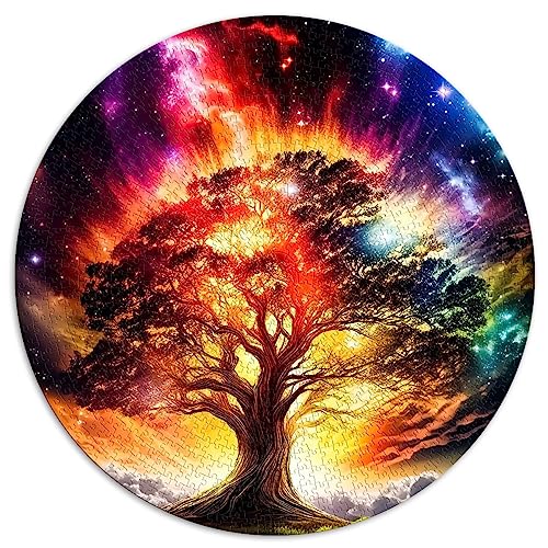 Puzzles für Erwachsene und Kinder, Puzzle „Kosmischer Baum des Lebens“, 1000 Teile, runde Puzzles für Erwachsene und Kinder ab 12 Jahren (67,5 x 67,5), 1000 Teile von UNIKEI