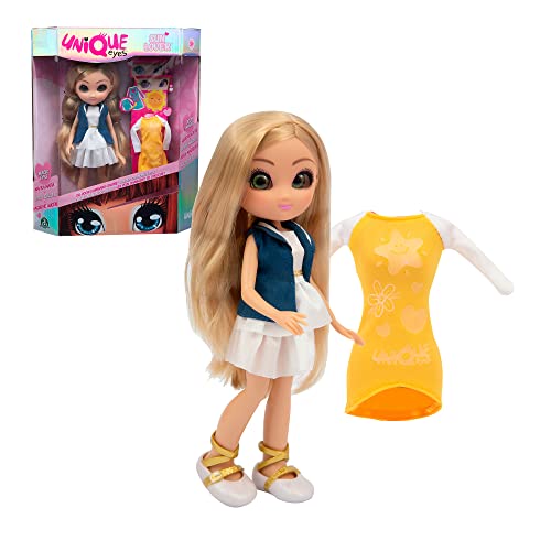 UNIQUE EYES - Sun Lover, Puppe mit Augen, die Ihrem Blick Folgen und die Farbe unter der Sonne ändern, Amy Fashion Doll, für Mädchen ab 3 Jahren, Mehrfarbig, Giochi Preziosi von Giochi Preziosi