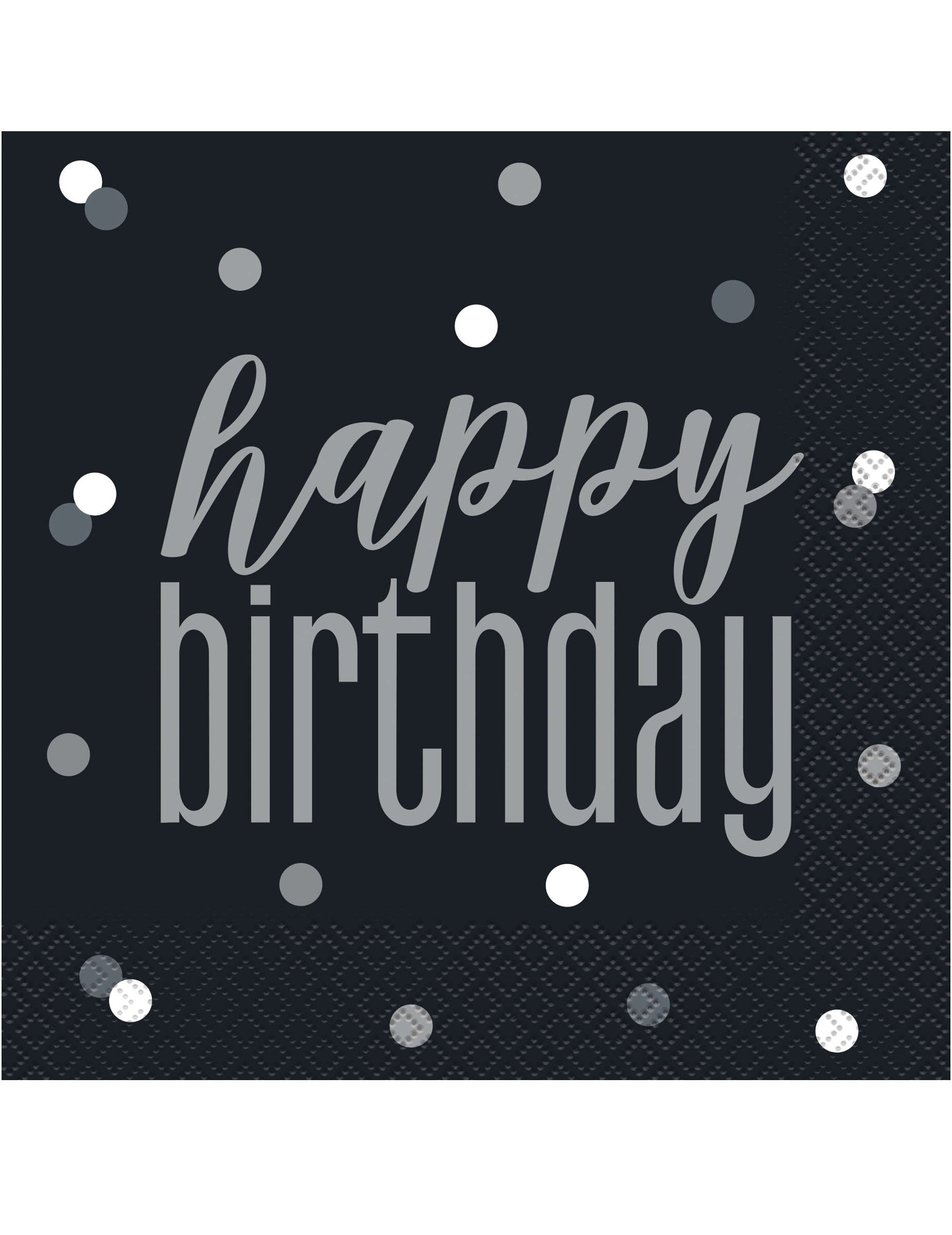16 Papierservietten Happy Birthday Schwarz + Grau 33 x 33 cm Geburtstag von UNIQUE