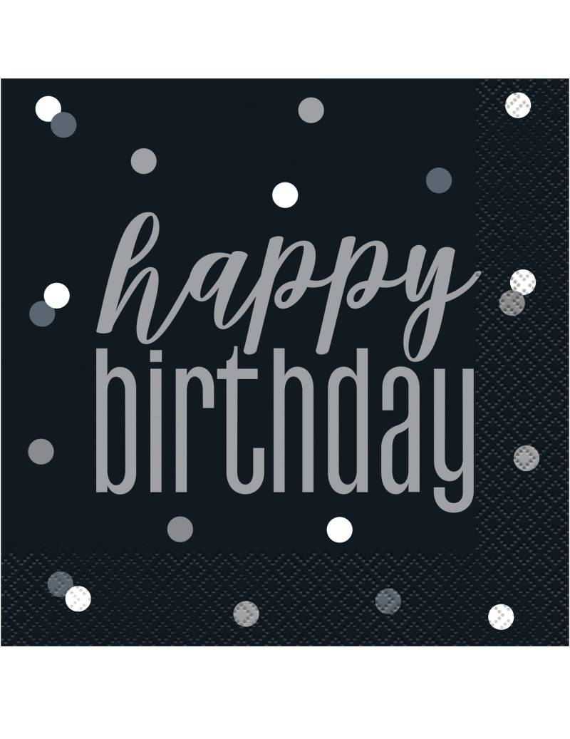 16 Papierservietten Happy Birthday Schwarz + Grau 33 x 33 cm Geburtstag 16 Papierservietten Happy Birthday Schwarz + Grau 33 x 33 cm Geburtstag von UNIQUE