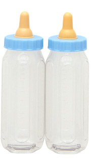 2 Deko Babyflaschen Junge 13 cm blau von UNIQUE