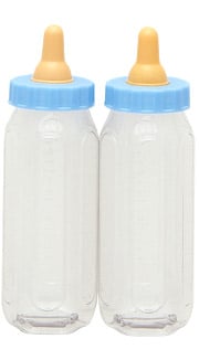 2 Deko Babyflaschen Junge 13 cm blau 2 Deko Babyflaschen Junge 13 cm blau von UNIQUE