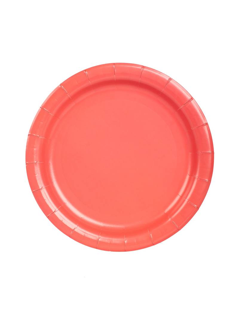 20 Korallenrote Pappteller rund 17,1cm für Desserts von UNIQUE