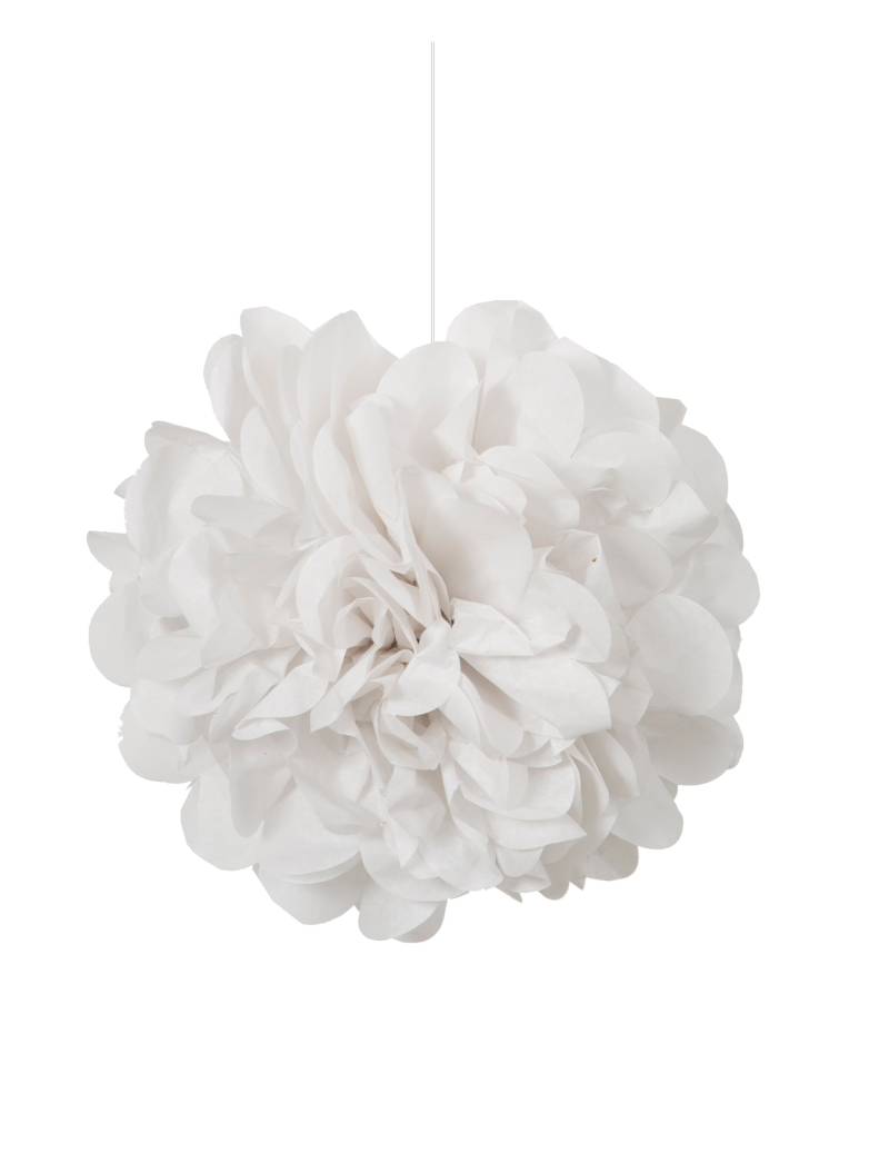 3 weiße Papier-Pompoms 22 cm zum Aufhängen für Hochzeiten von UNIQUE