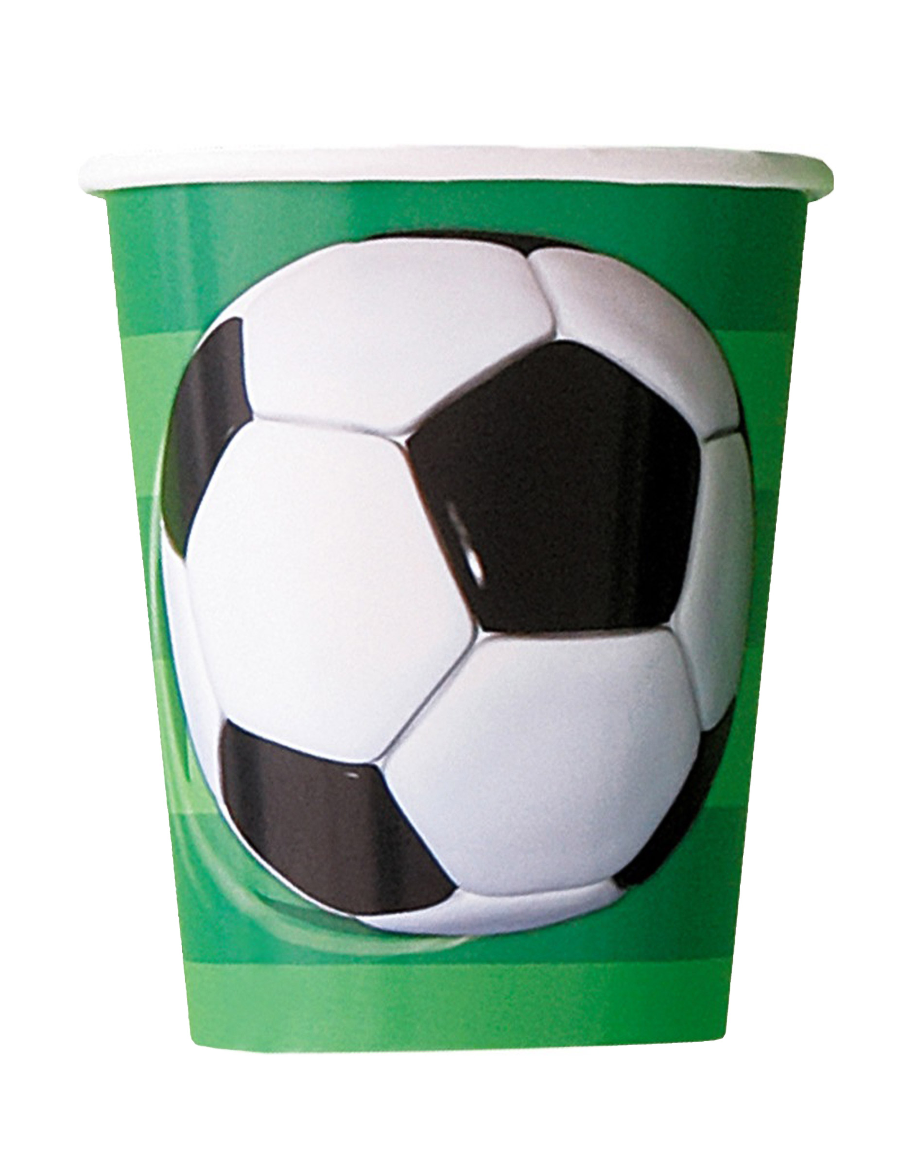 3D-Fussball-Pappbecher 8 Stück grün-schwarz-weiss 255ml von UNIQUE