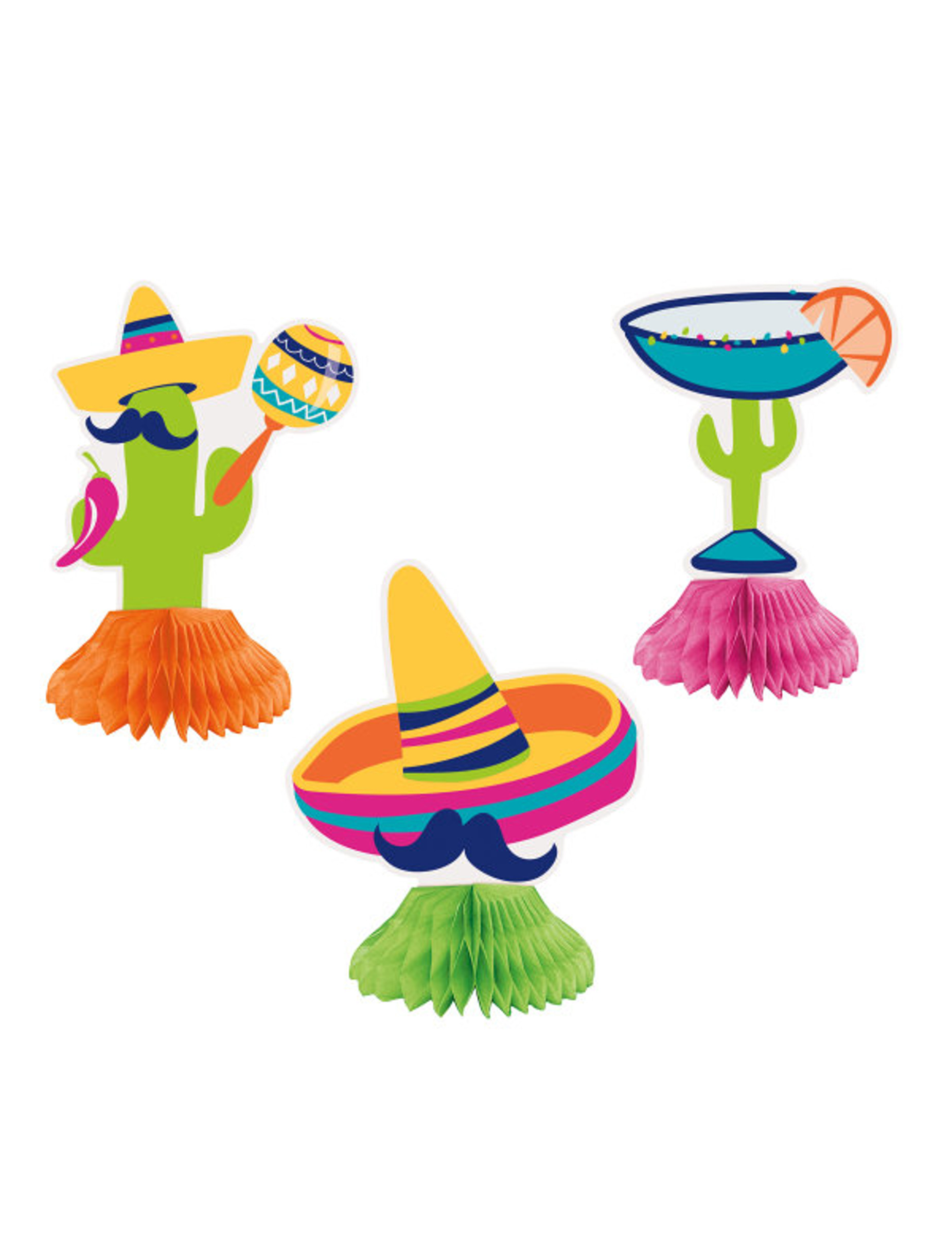 3er-Set Tischaufsteller Boho Fiesta Kaktus und Sombreros von UNIQUE