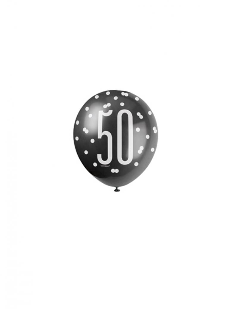 50 Jahre Ballons Geburtstagsdeko Jubiläumsballons 6 Stück schwarz-grau-weiss 30cm von UNIQUE