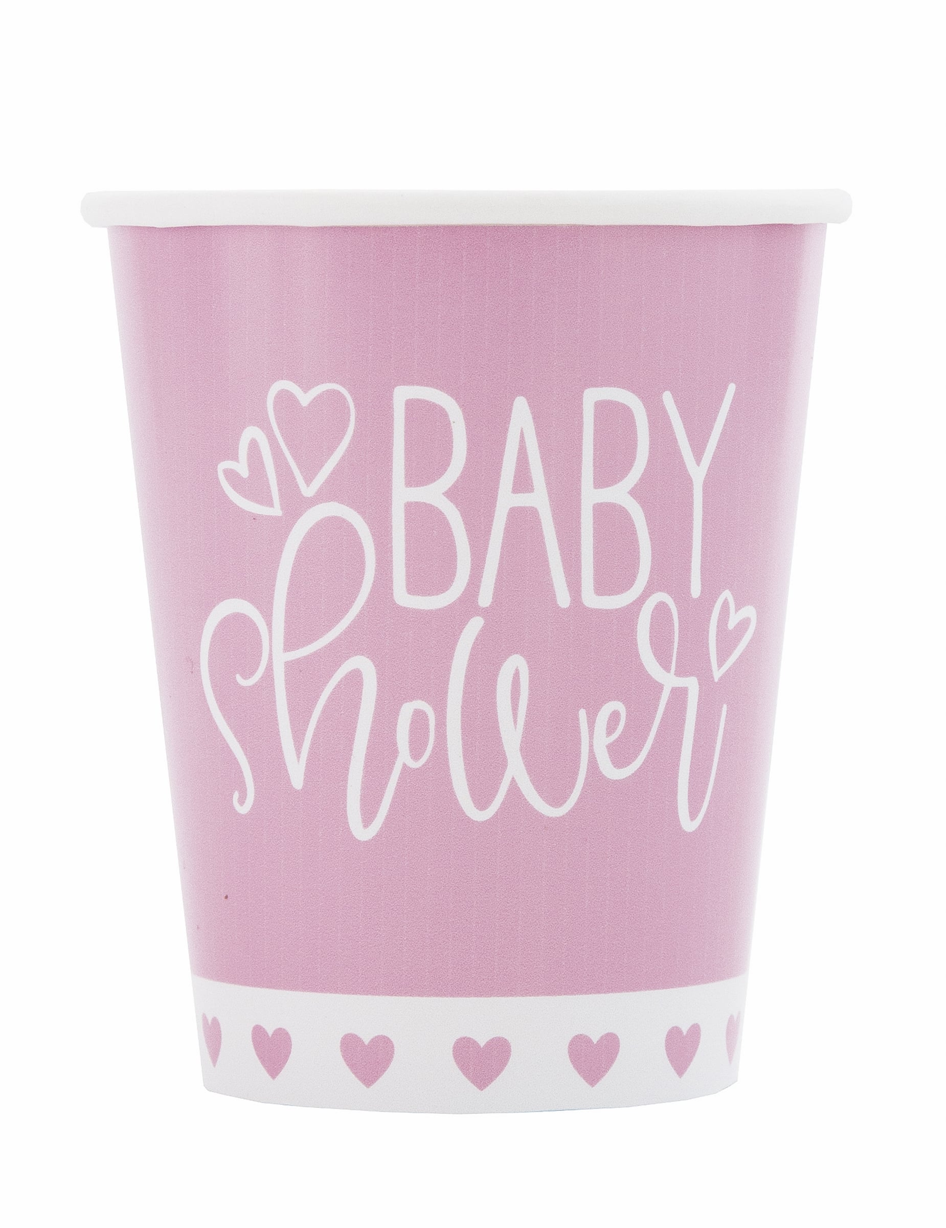8 Baby Shower Pappbecher Rosa + Weiß 266ml mit Herzchen 8 Baby Shower Pappbecher Rosa + Weiß 266ml mit Herzchen von UNIQUE