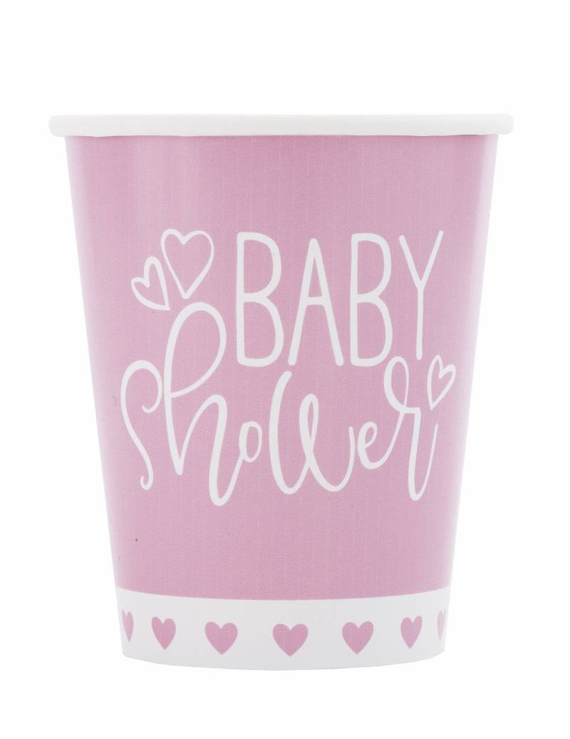 8 Baby Shower Pappbecher Rosa + Weiß 266ml mit Herzchen 8 Baby Shower Pappbecher Rosa + Weiß 266ml mit Herzchen von UNIQUE