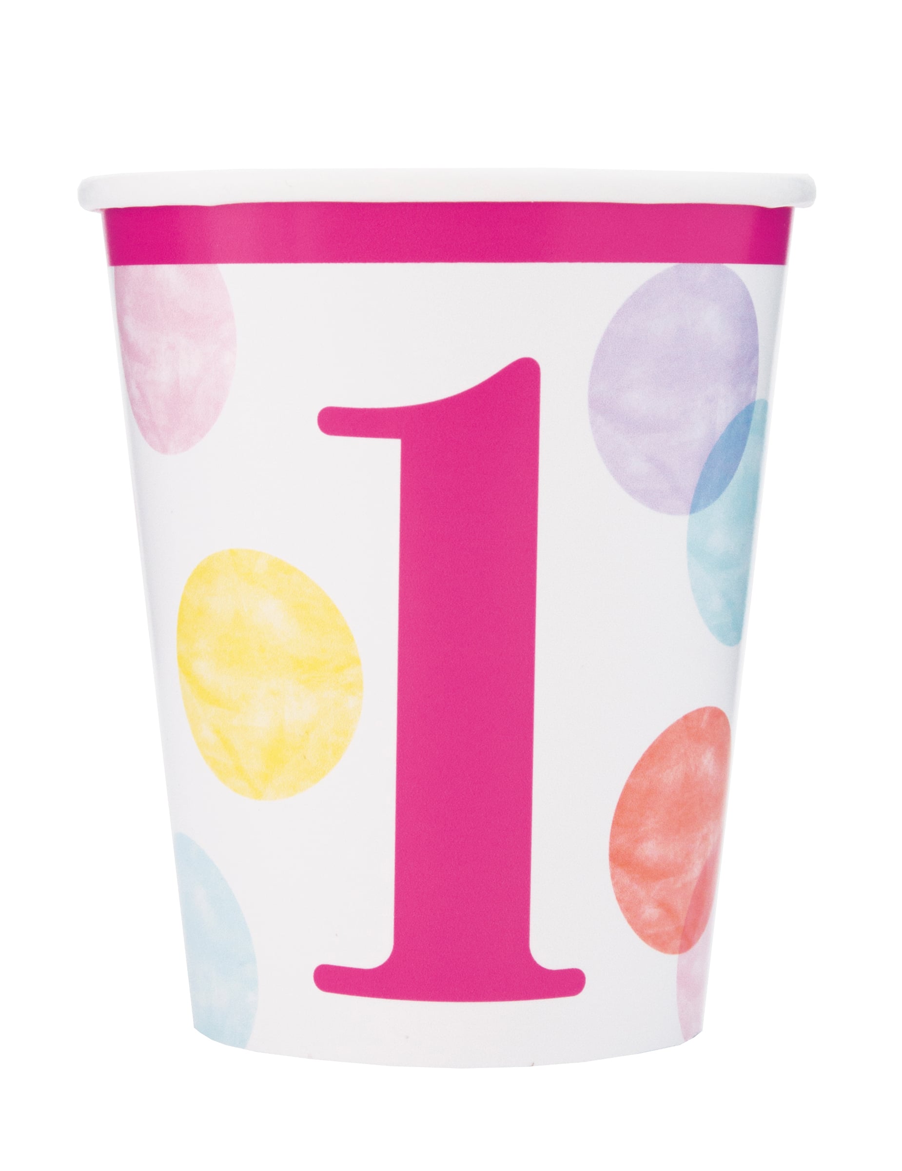 8 Pappbecher 1. Geburtstag rosa-weiß 270ml Pastell-Punkte 8 Pappbecher 1. Geburtstag rosa-weiß 270ml Pastell-Punkte von UNIQUE