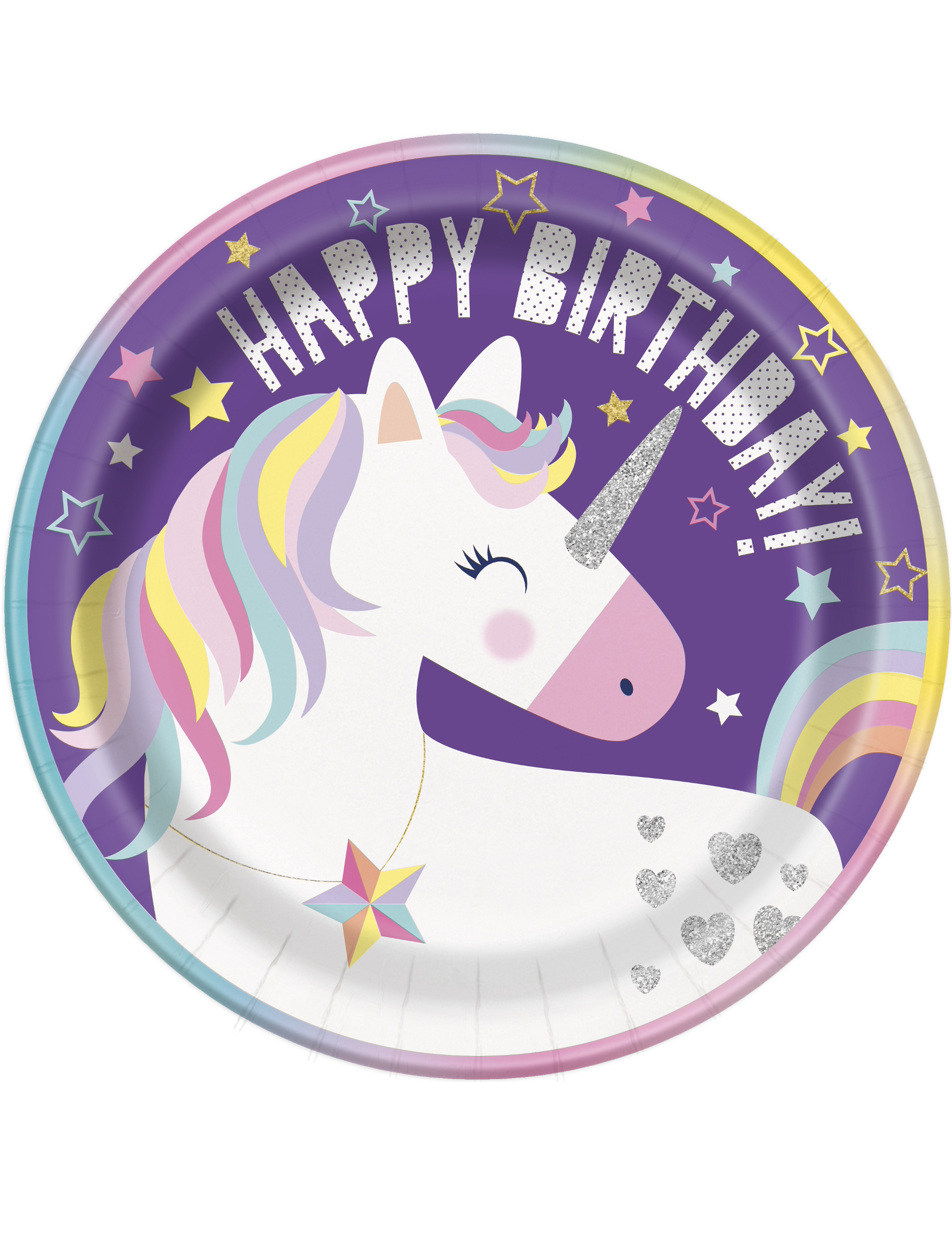 8 Pappteller Happy Birthday mit Einhorn 23 cm 8 Pappteller Happy Birthday mit Einhorn 23 cm von UNIQUE
