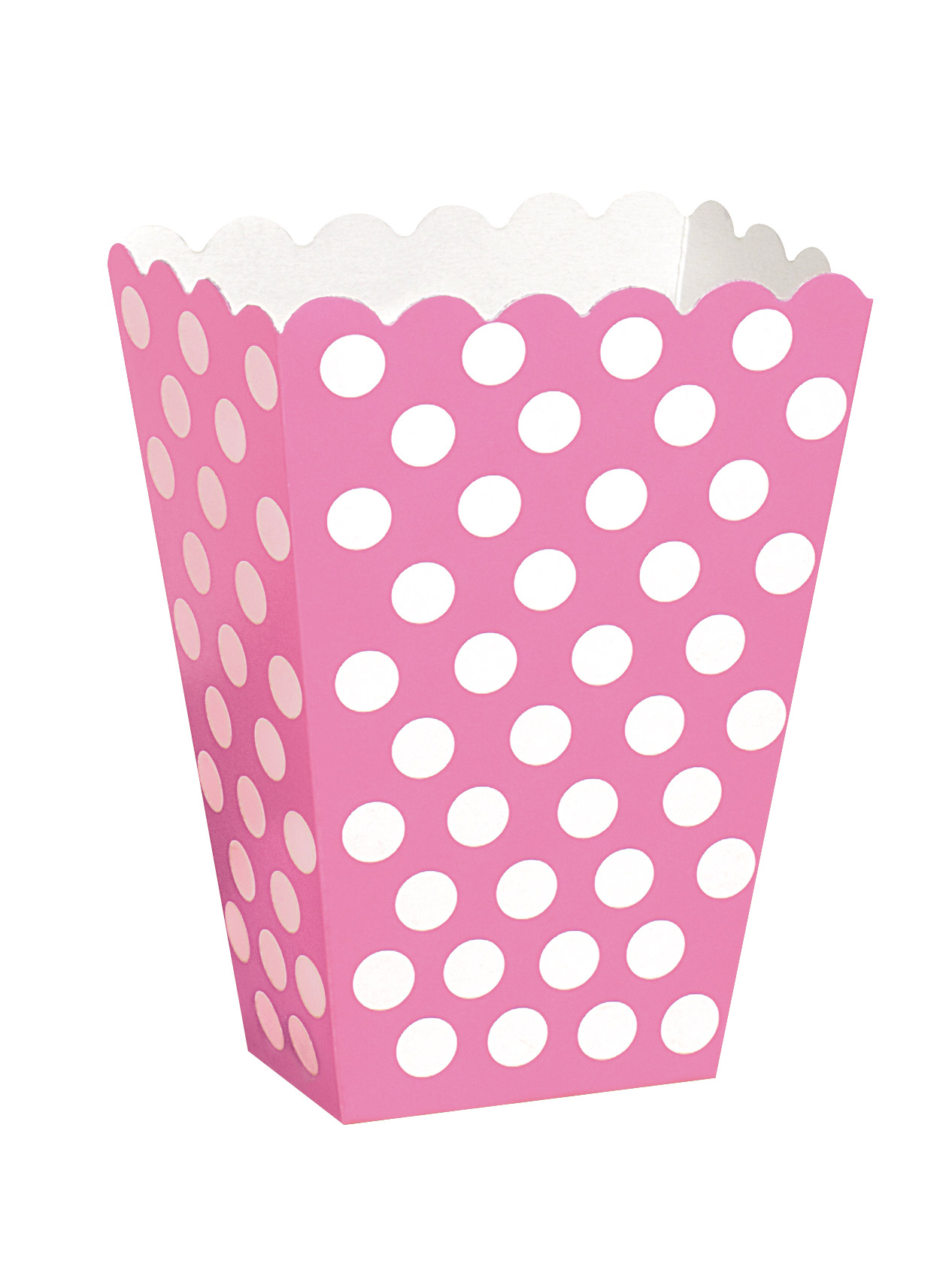 8 Popcorn Boxen Rosa Weiße Punkte von UNIQUE