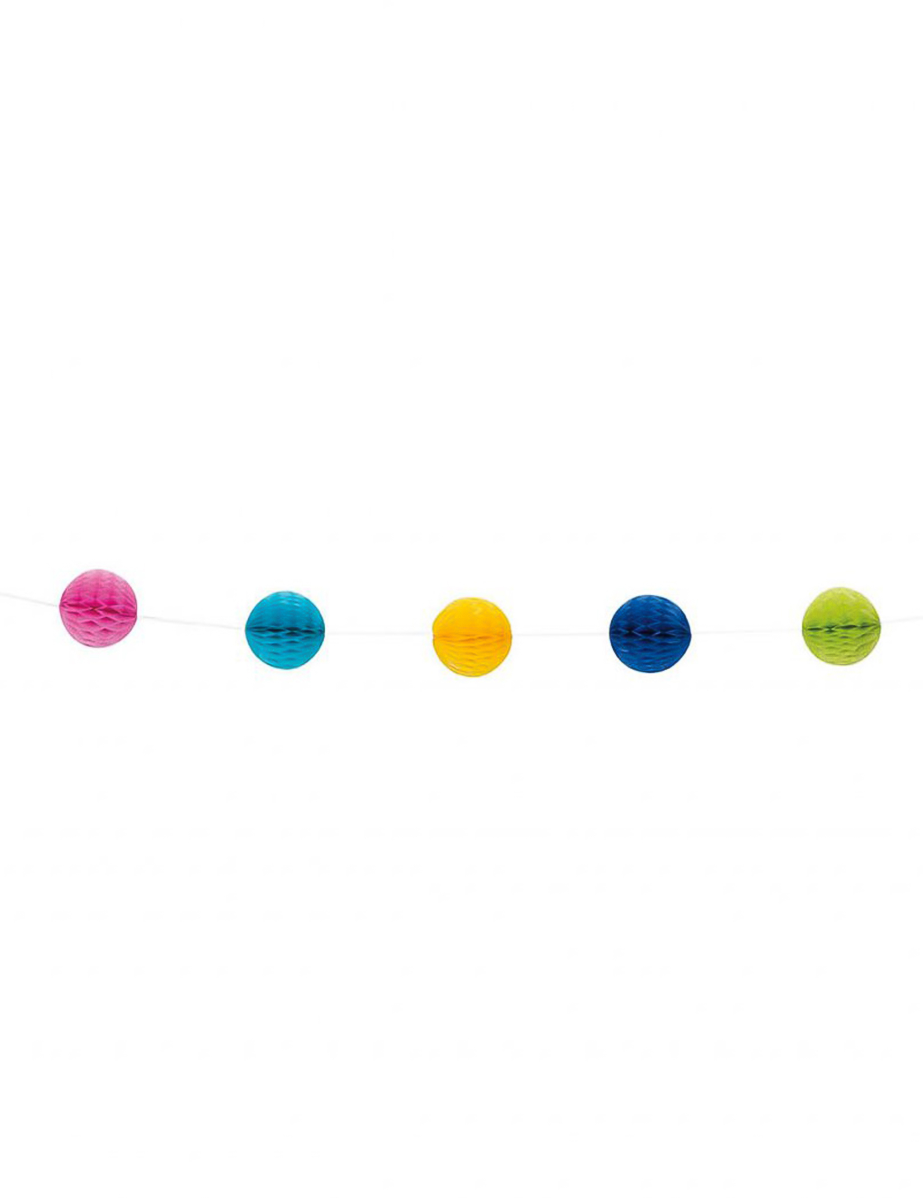 Bunte Wabenball-Girlande 213 cm mit 11 Pompons von UNIQUE