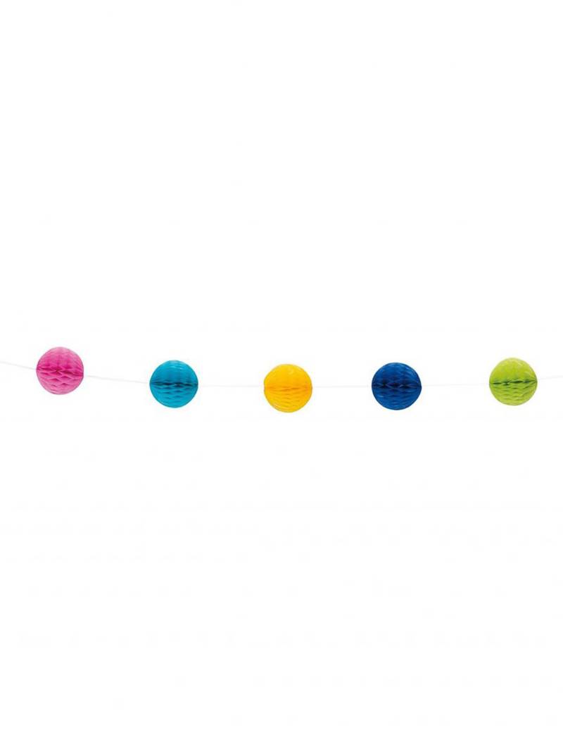 Bunte Wabenball-Girlande 213 cm mit 11 Pompons Bunte Wabenball-Girlande 213 cm mit 11 Pompons von UNIQUE