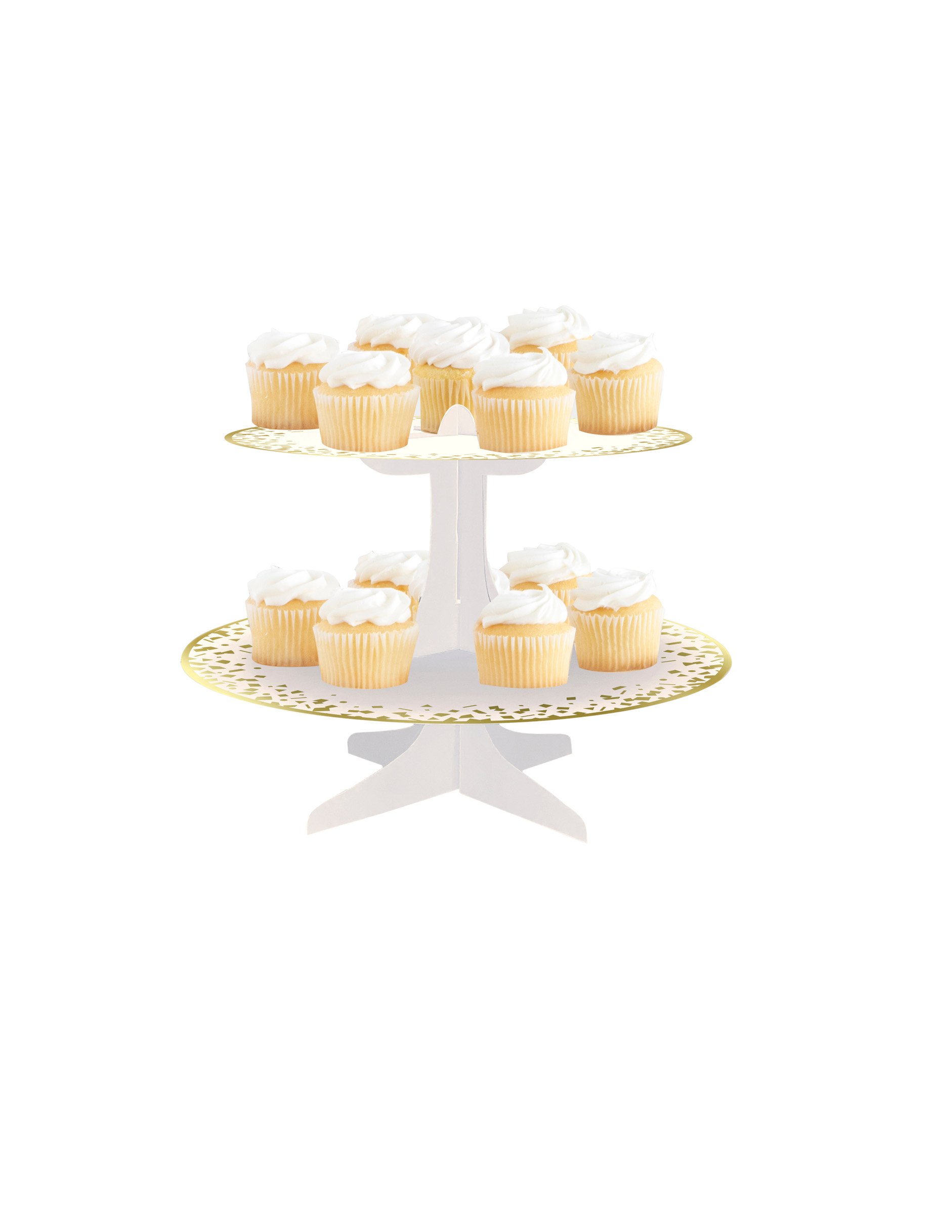 Cupcake-Ständer 2-stöckig weiß-goldfarben 31 x 24 cm von UNIQUE