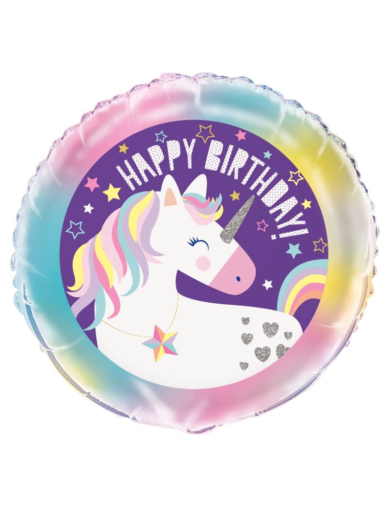 Einhorn-Geburtstagsballon bunt 45 cm von UNIQUE