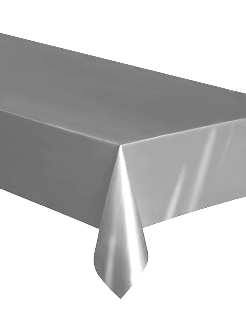 Einweg-Tischdecke aus Kunststoff silber 137 x 274 cm von UNIQUE
