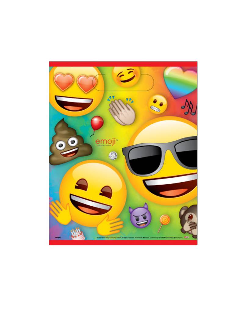 Emoji Rainbow-Geschenktüten Partydeko 8 Stück bunt 22,5x17,5cm von UNIQUE