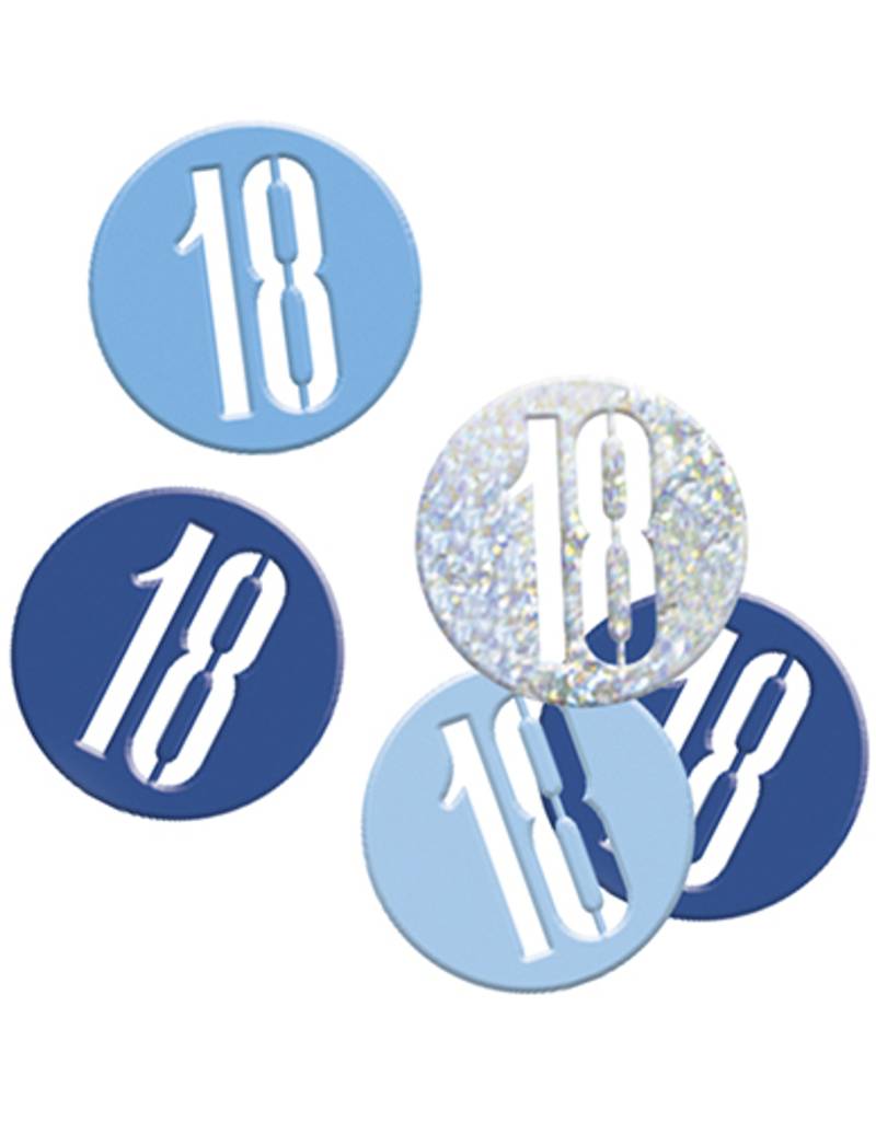 Geburtstags-Konfetti Jubiläumsdeko 18 Jahre blau-hellblau-silber 14g von UNIQUE