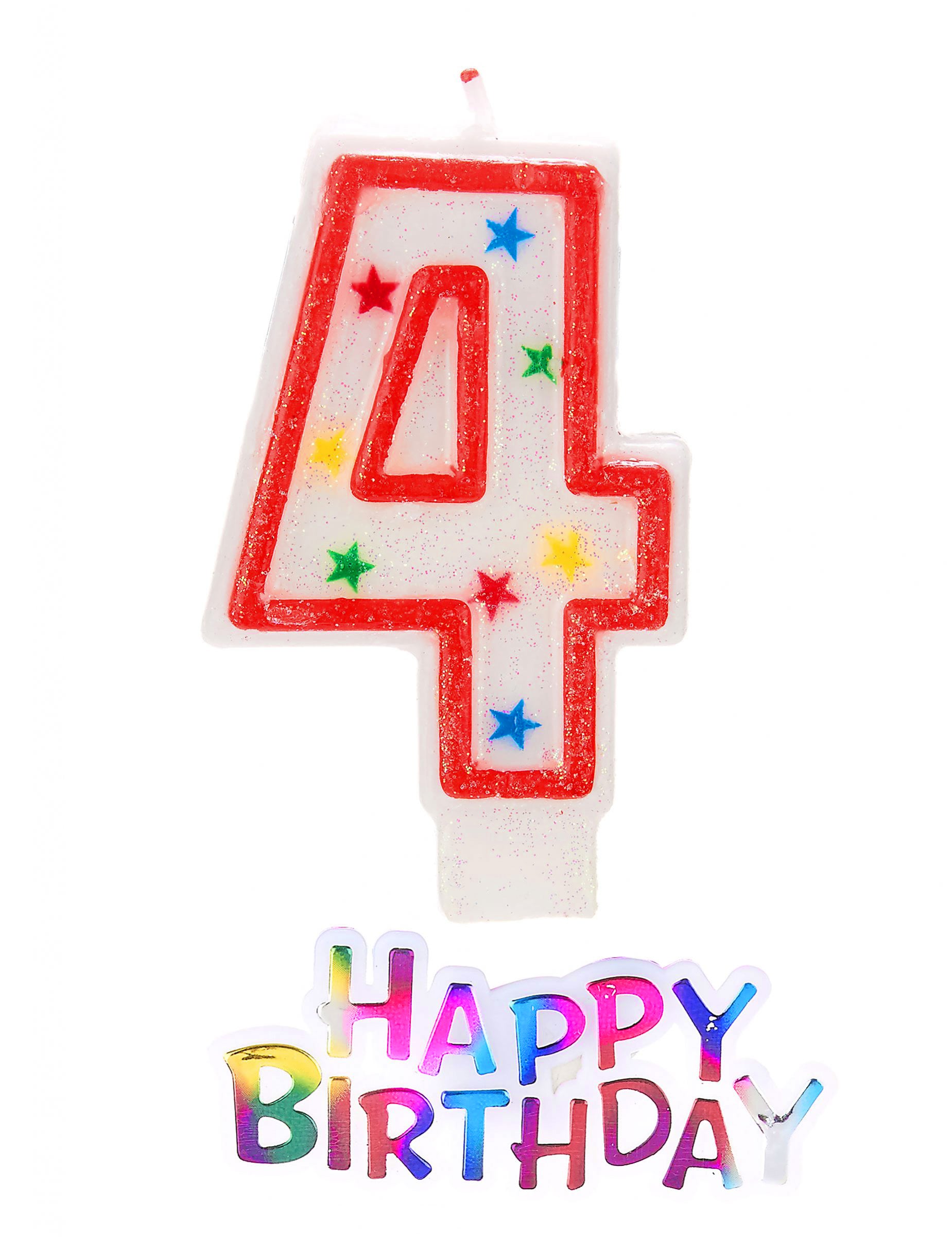 Glitzernde Sternen-Kerze Zahl 4 Happy Birthday Glitzernde Sternen-Kerze Zahl 4 Happy Birthday von UNIQUE