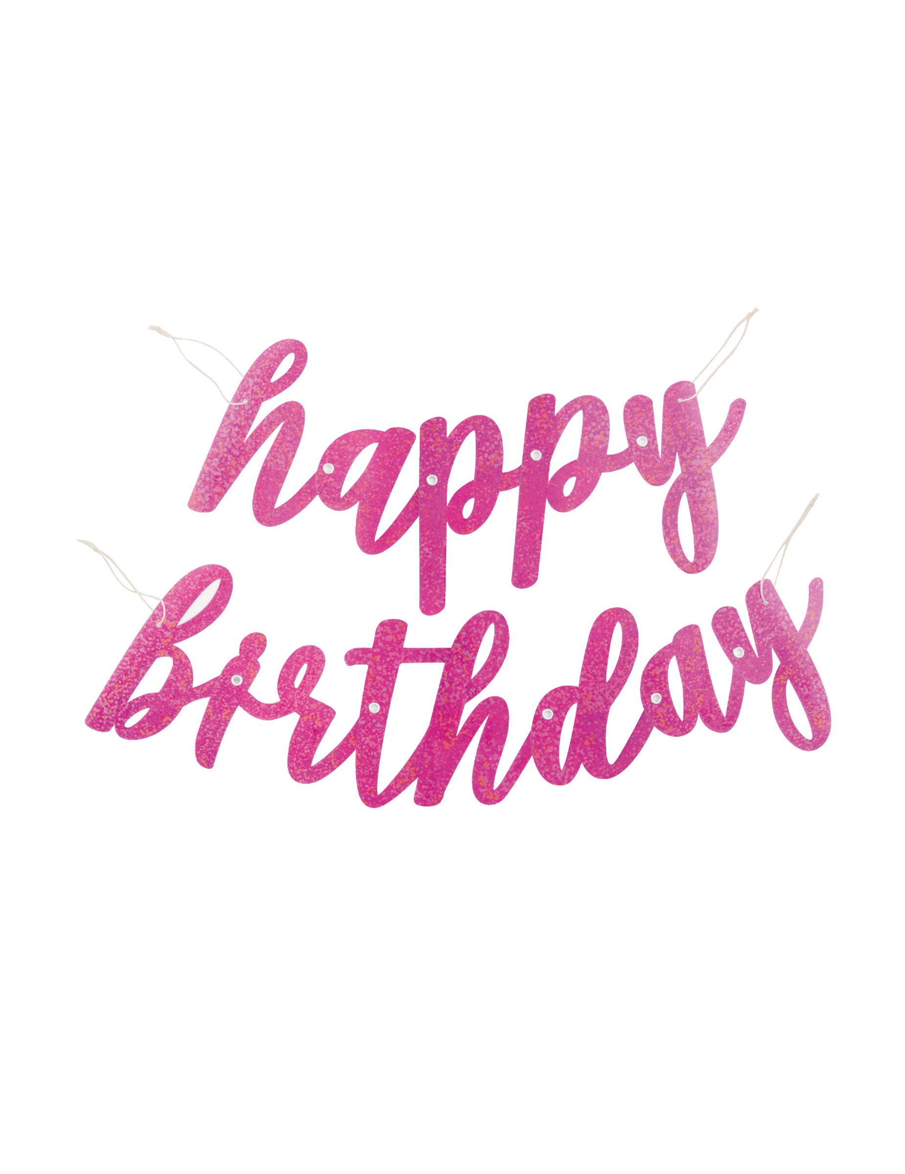 Happy Birthday Girlande Pappe rosa glitzernd 84 cm Geburtstagsdeko von UNIQUE
