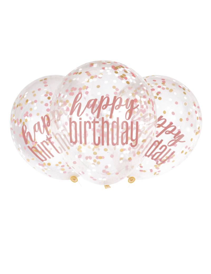 Happy Birthday Konfetti-Luftballons 6 Stück transparent-pink 30 cm Happy Birthday Konfetti-Luftballons 6 Stück transparent-pink 30 cm von UNIQUE