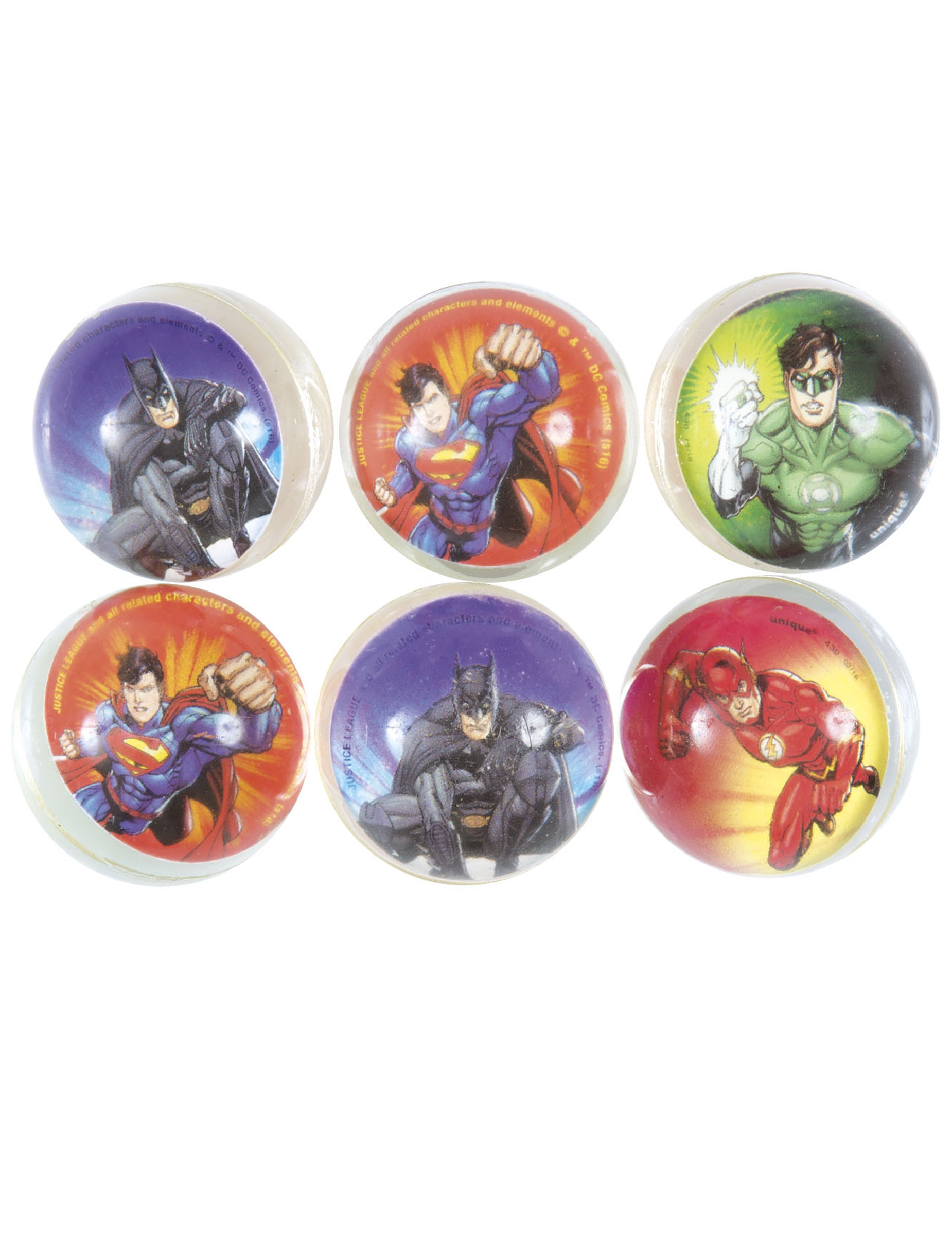 Justice League-Flummis Gummibälle Lizenzartikel 6 Stück bunt Justice League-Flummis Gummibälle Lizenzartikel 6 Stück bunt von UNIQUE