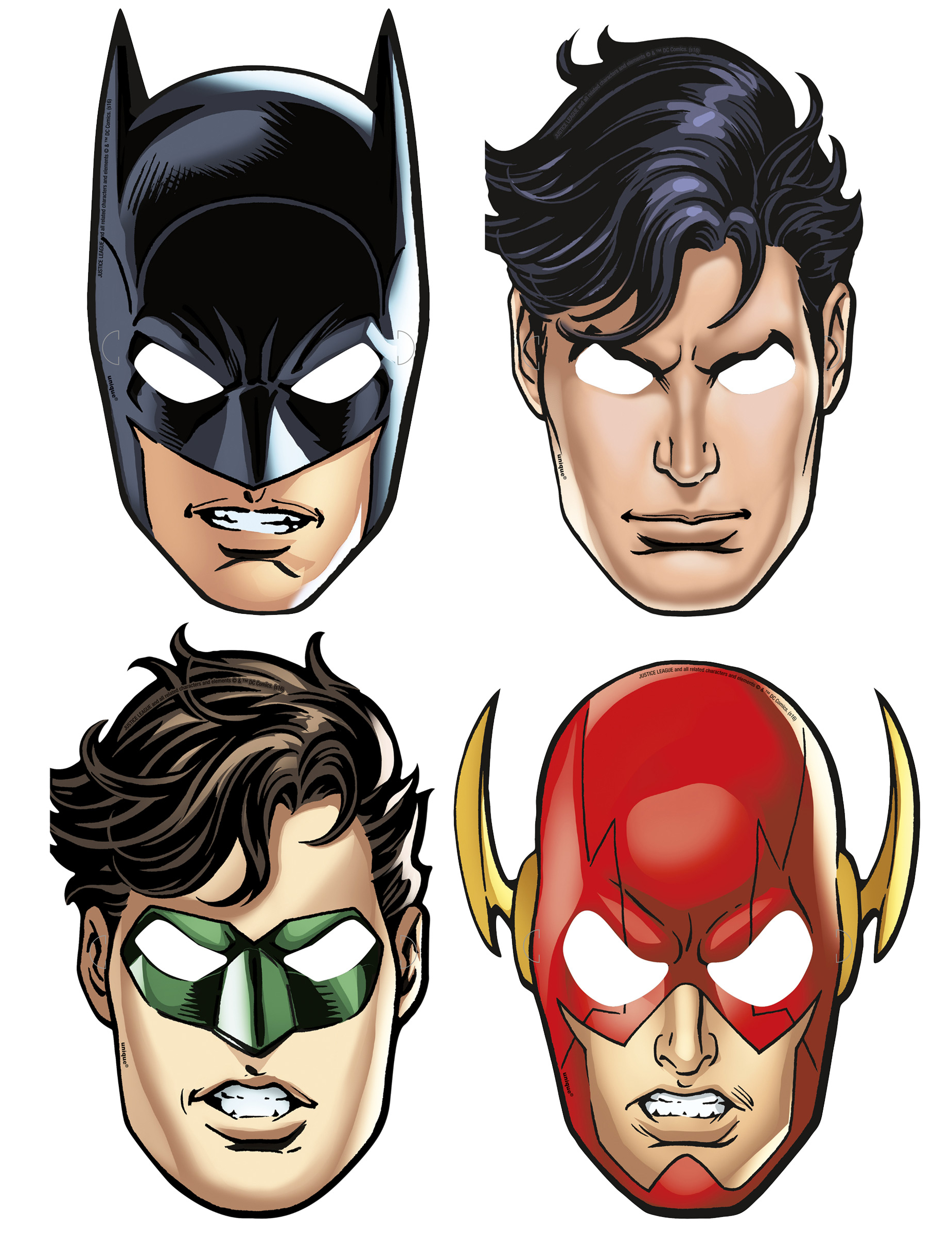 Justice League Superhelden-Partymasken Lizenzware 8 Stück bunt Justice League Superhelden-Partymasken Lizenzware 8 Stück bunt von UNIQUE