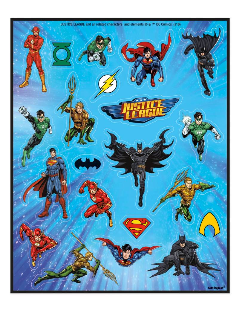 Justice League Superhelden-Stickerbogen Lizenzware 4 Stück bunt von UNIQUE