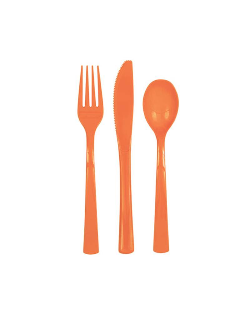Kunstoff Besteck-Set 18-teilig orange von UNIQUE