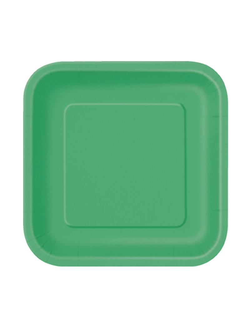 Party Pappteller quadratisch klein 16 Stück grün 18cm von UNIQUE
