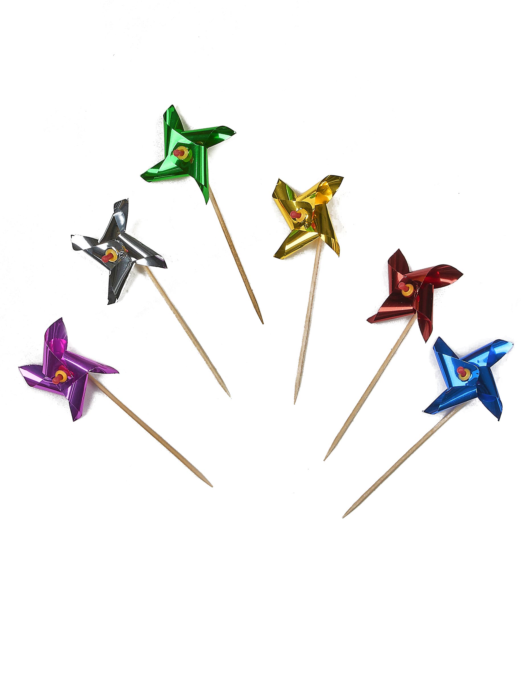 Party Zahnstocher mit Windrad 12 Stück bunt 8cm Party Zahnstocher mit Windrad 12 Stück bunt 8cm von UNIQUE