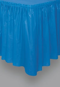 Tischrock Kunststoff Blau, plissiert, glänzend, einfarbig von UNIQUE