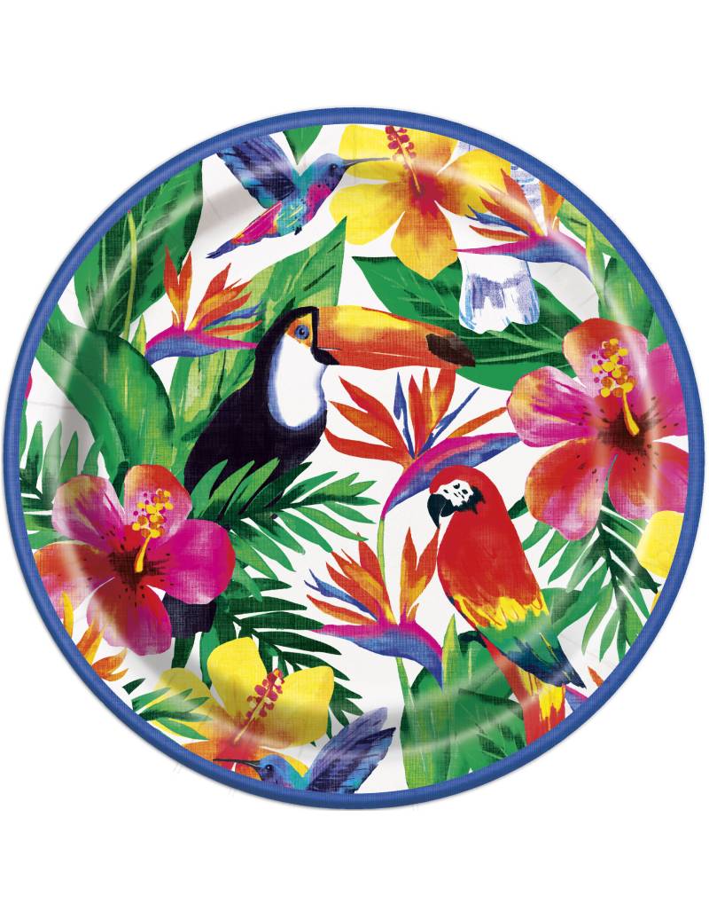 Tropical Pappteller Tischdeko 8 Stück bunt 23cm von UNIQUE