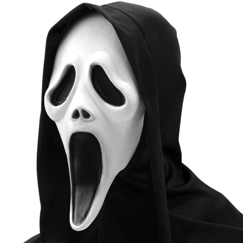 UNOLIGA Ghostface Maske, Scream Maske für Kinder Erwachsene, Ghost Face Maske 2023, Halloween Scary Movie Maske, Gruselige Schrei Maske, Latex Geist Maske von UNOLIGA