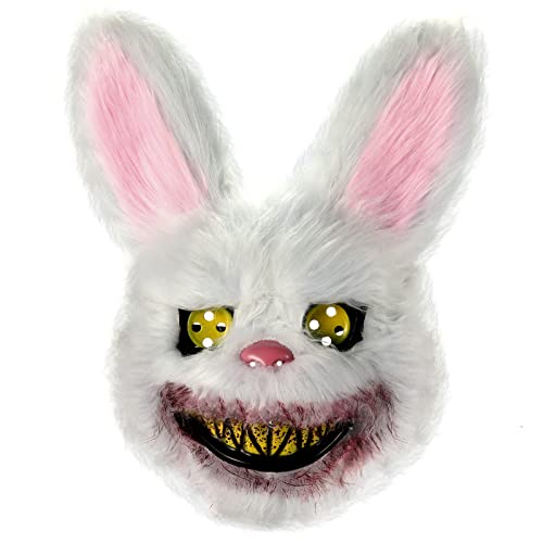 UNOLIGA Halloween Maske Horror Hasenmaske, Gruselige Halloween Maske für Erwachsene Kinder, Lustige Bunny Maske für Halloween Kostüm Karnevalsparty Cosplay Maskerade, Blutige Kaninchen Maske von UNOLIGA