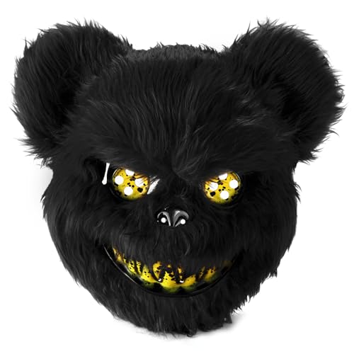 UNOLIGA Halloween Maske Horror Bärenmaske, Gruselige Halloween Maske für Erwachsene Kinder, Lustige Maske für Halloween Kostüm Karnevalsparty Cosplay Maskerade, Blutige Bären Maske von UNOLIGA